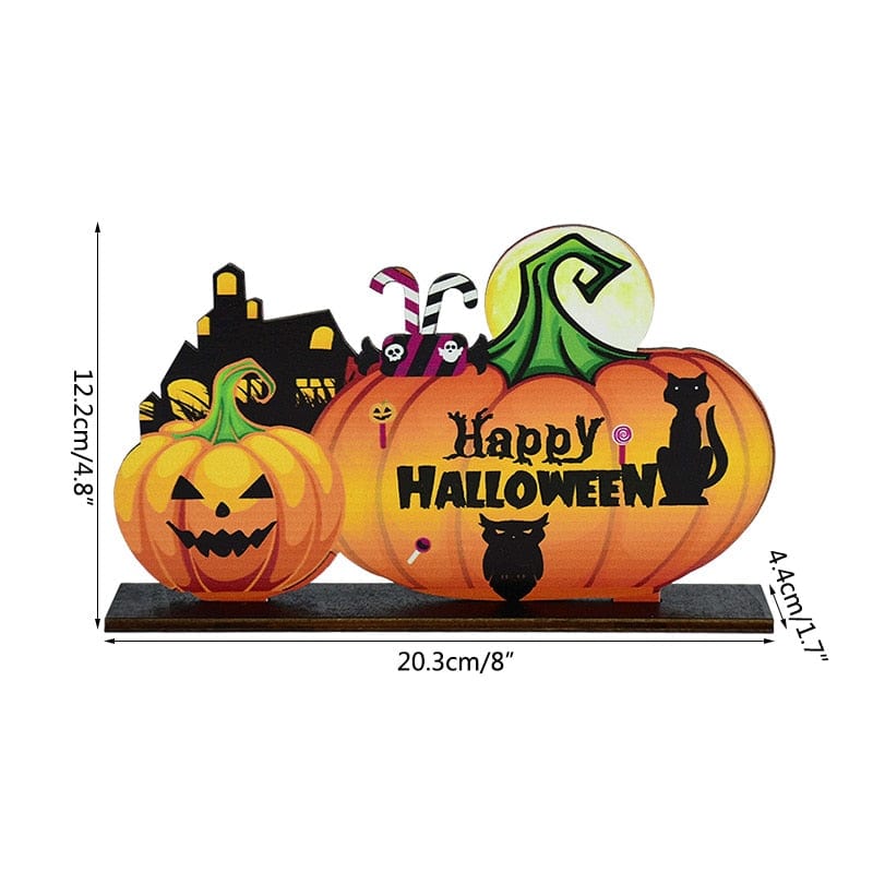 GeckoCustom Halloween Wooden Ornaments Pumpkin Ghost Trick or Treat Pendants Halloween Party Decoration for Home Door Hanging Signs Kids Toy B
