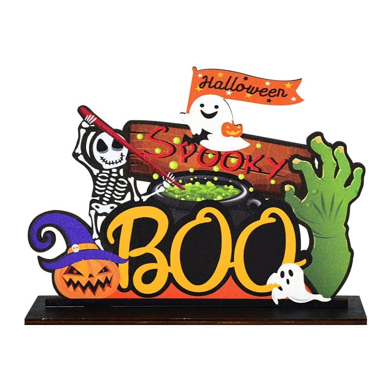 GeckoCustom Halloween Wooden Ornaments Pumpkin Ghost Trick or Treat Pendants Halloween Party Decoration for Home Door Hanging Signs Kids Toy B05