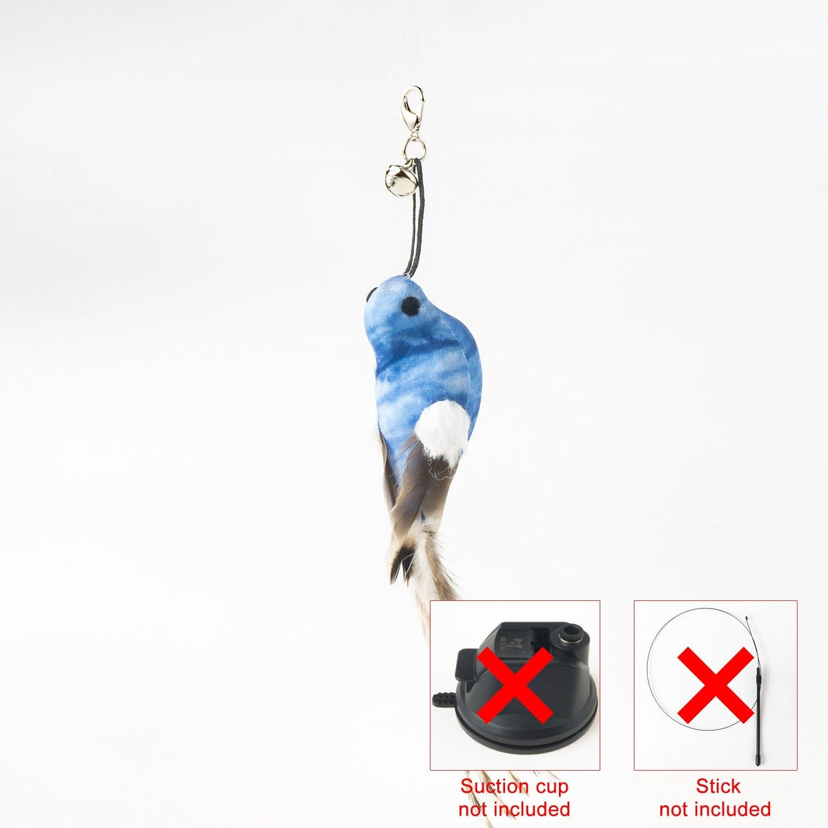 GeckoCustom Handfree Bird/Feather Cat Wand with Bell Powerful Suction Cup Interactive Toys for Cats Kitten Hunting Exercise Pet Products Replacement 09 Only