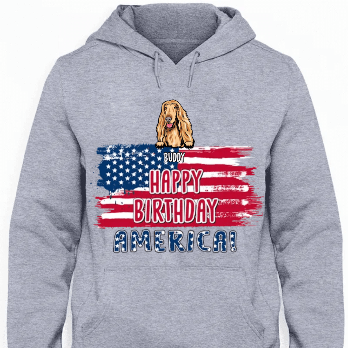 GeckoCustom Happy Birthday America Dog Lover Gift Shirt, Custom Dog Clipart, HN590