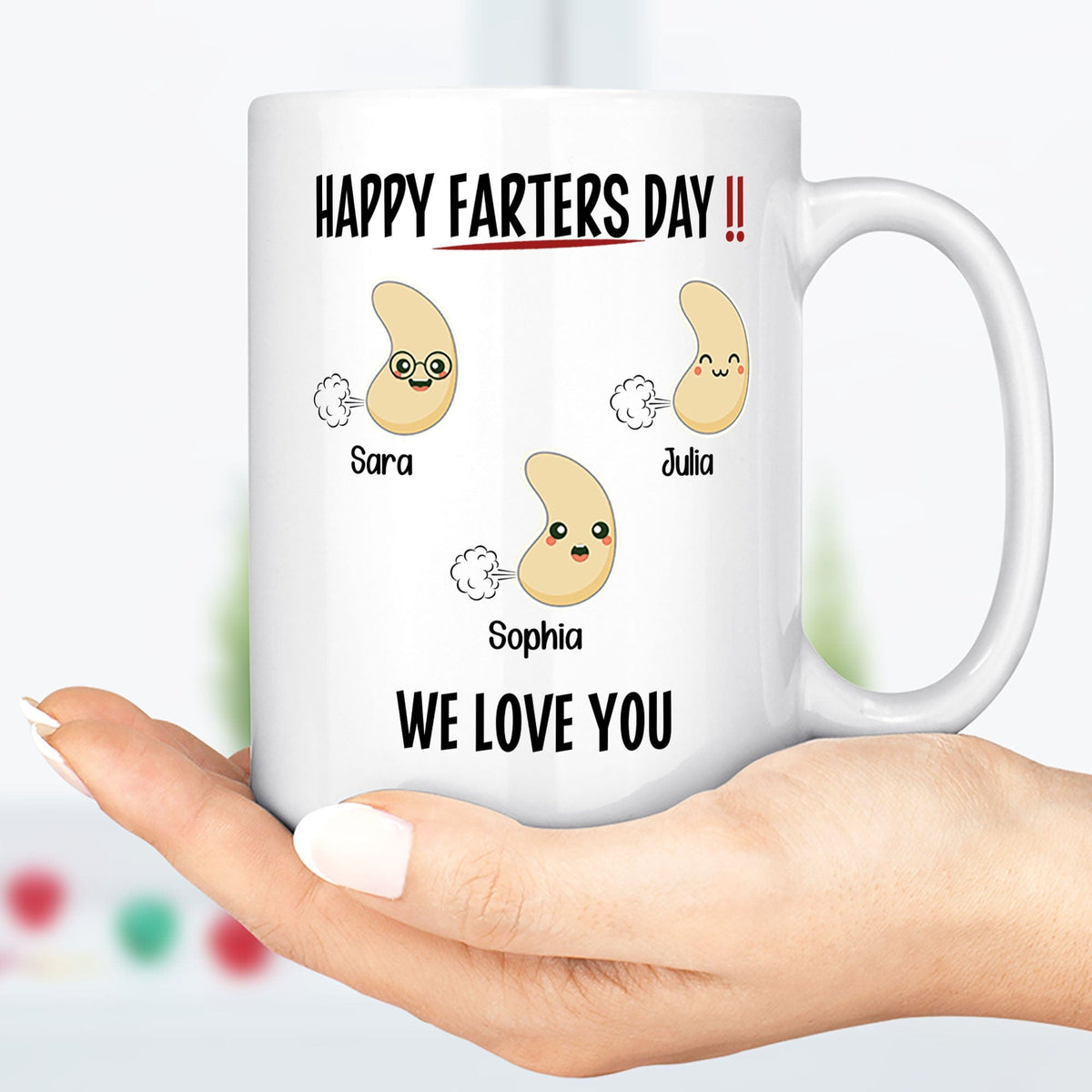 GeckoCustom Happy Farters Day Personalized Custom Father's Day Mug C224