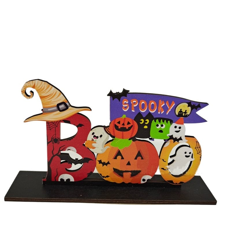 GeckoCustom Happy Halloween Ghost Festival Party Decorations Wooden Decor E