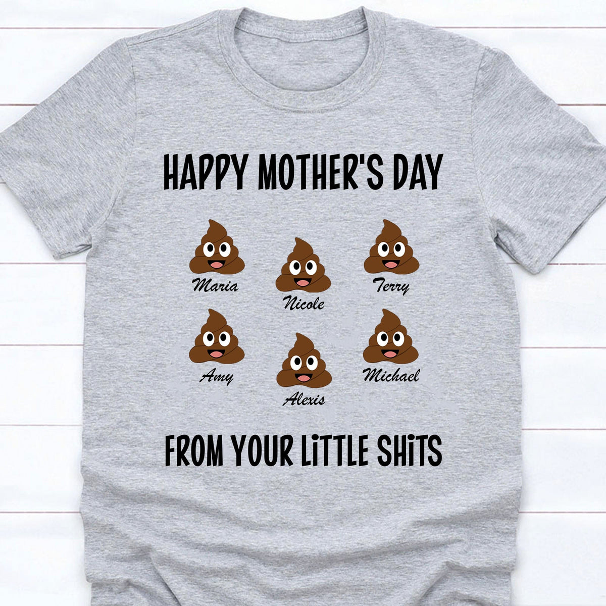 GeckoCustom Happy Mother's Day From Your Little Shits Personalized Custom Family Shirt C294 Unisex T-Shirt / Light Blue / S