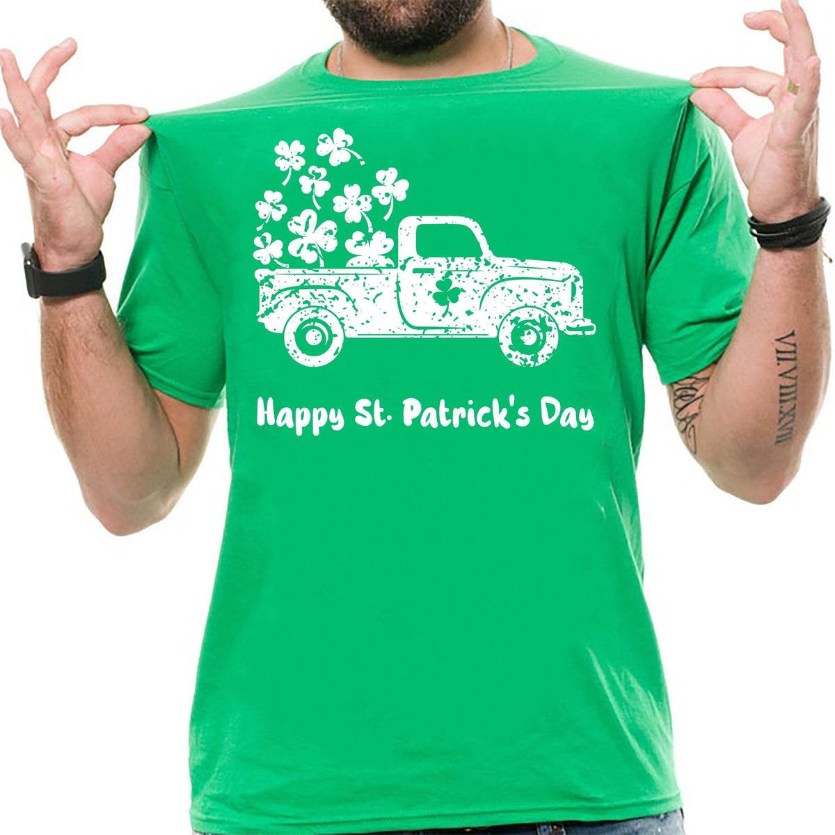 GeckoCustom Happy St Patrick&#39;s Day Custom Text Shirt C141 Unisex T Shirt / Irish Green / S