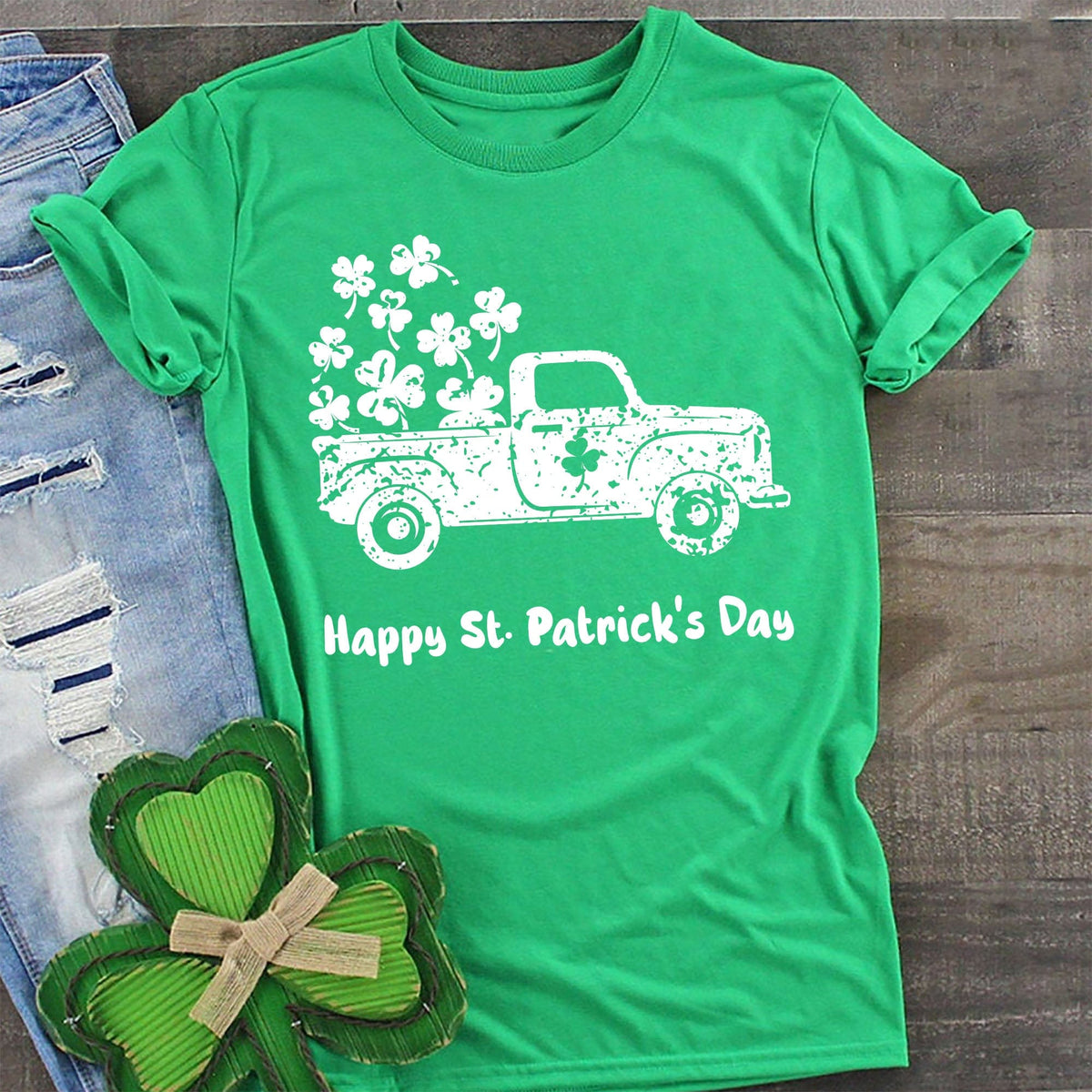 GeckoCustom Happy St Patrick&#39;s Day Custom Text Shirt C141 Women T Shirt / Irish Green Color / S