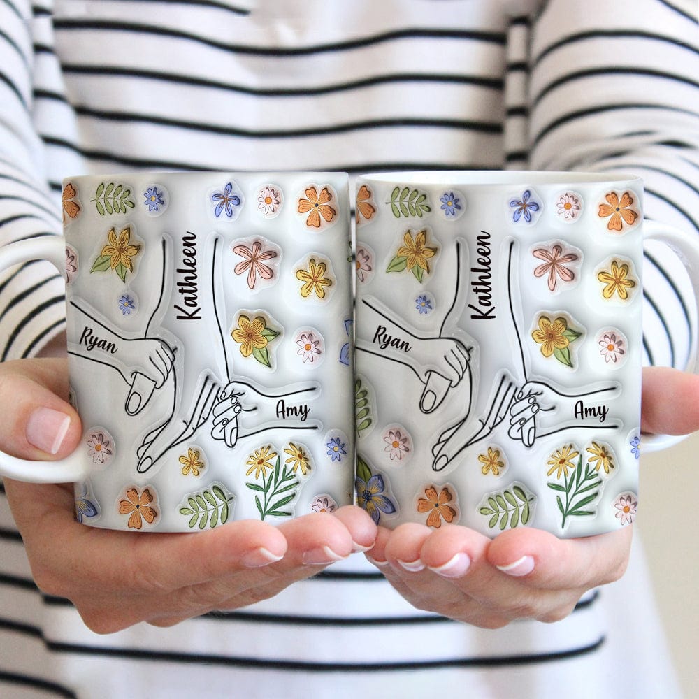 GeckoCustom Hold My Hand Hold My Heart Family 3D Inflated Mug Personalized Gift DM01 890905