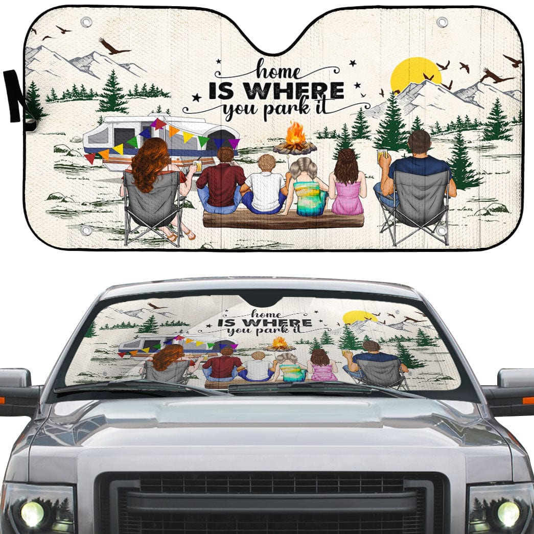 GeckoCustom Home Is Where We Park It For Camping Lovers Car Sunshade Personalized Gift DA199 890180