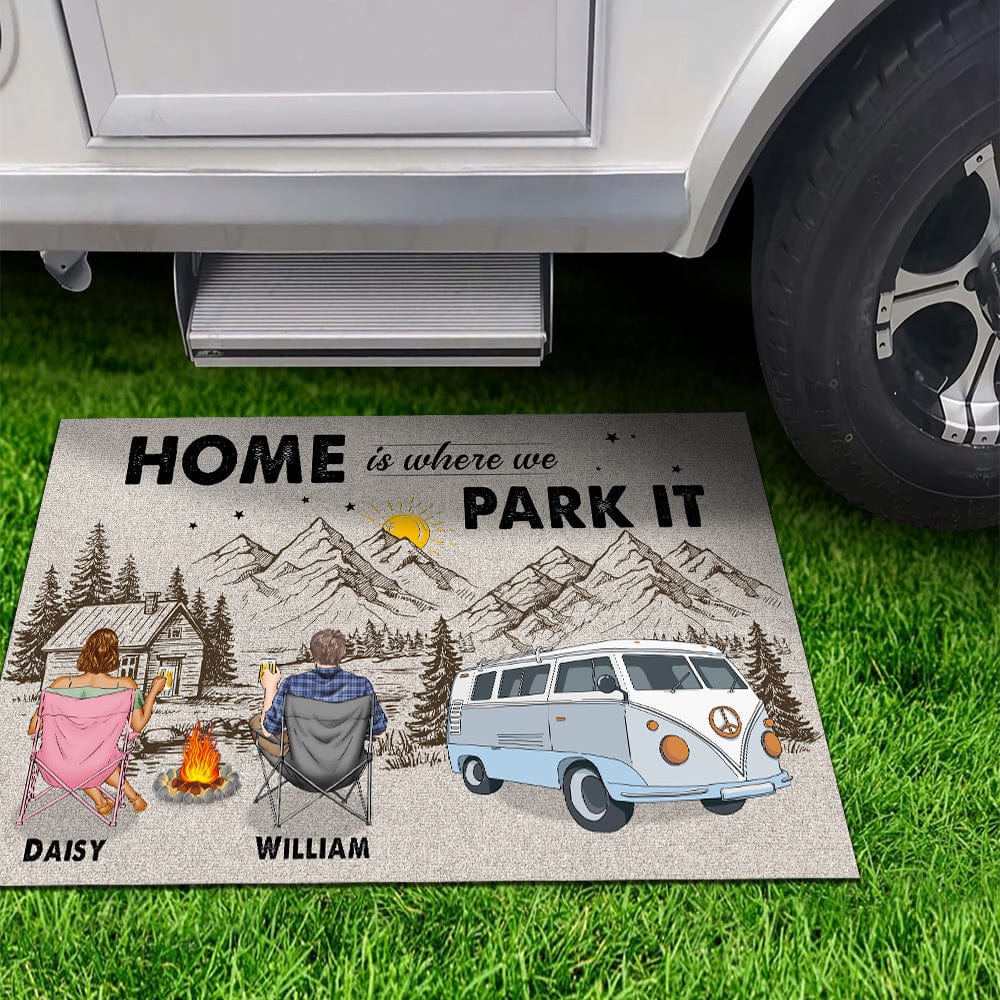 GeckoCustom Home Is Where You Park It Camping Doormat K228 889631