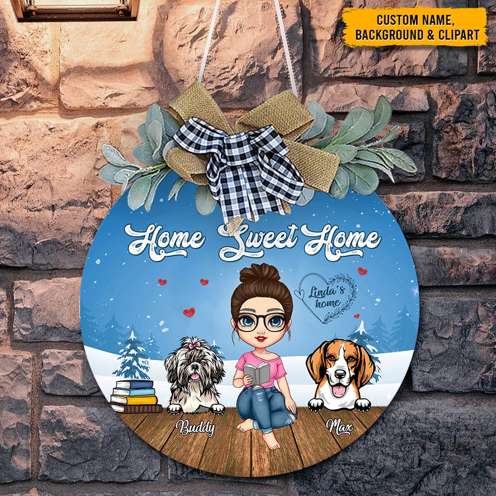 GeckoCustom Home Sweet Home Dog Wooden Door Sign T286 HN590
