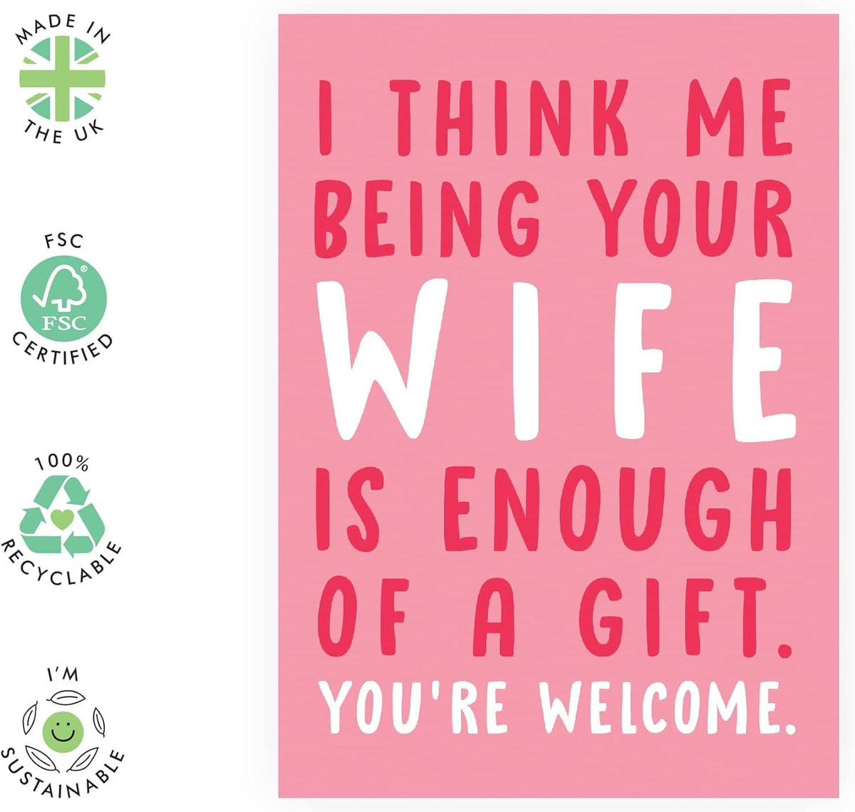 GeckoCustom Husband Birthday Card from Wife - Husband Valentines Day Card Funny - Anniversary Cards for Him - Funny Birthday Card for Men - Prank Gag Joke - Comes with Fun Stickers