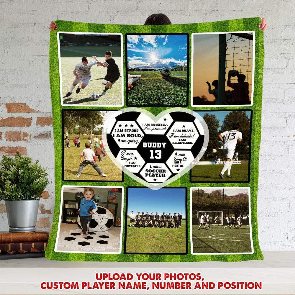 GeckoCustom I Am Strong Obsessed Brave Soccer Player Blanket HN590 VPL Cozy Plush Fleece Blanket 50x60 Inches