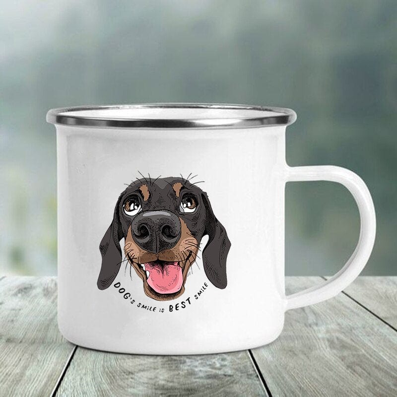 GeckoCustom I Love Dachshunds Printed Enamel Mug Creative Glass Coffee Drinks Dessert Milk Cup Glass Vintage Heatable Handle Drinkware Gifts XH190-A015WH-8 / 360ML