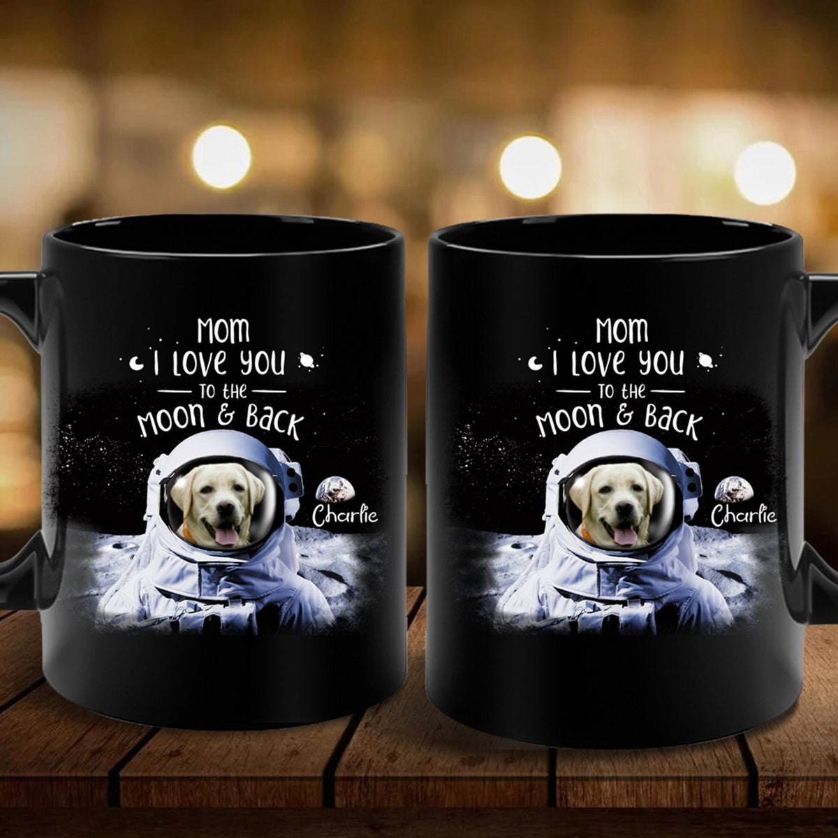 GeckoCustom I Love you To The Moon & Back  Personalized Custom Dog Mug 15oz