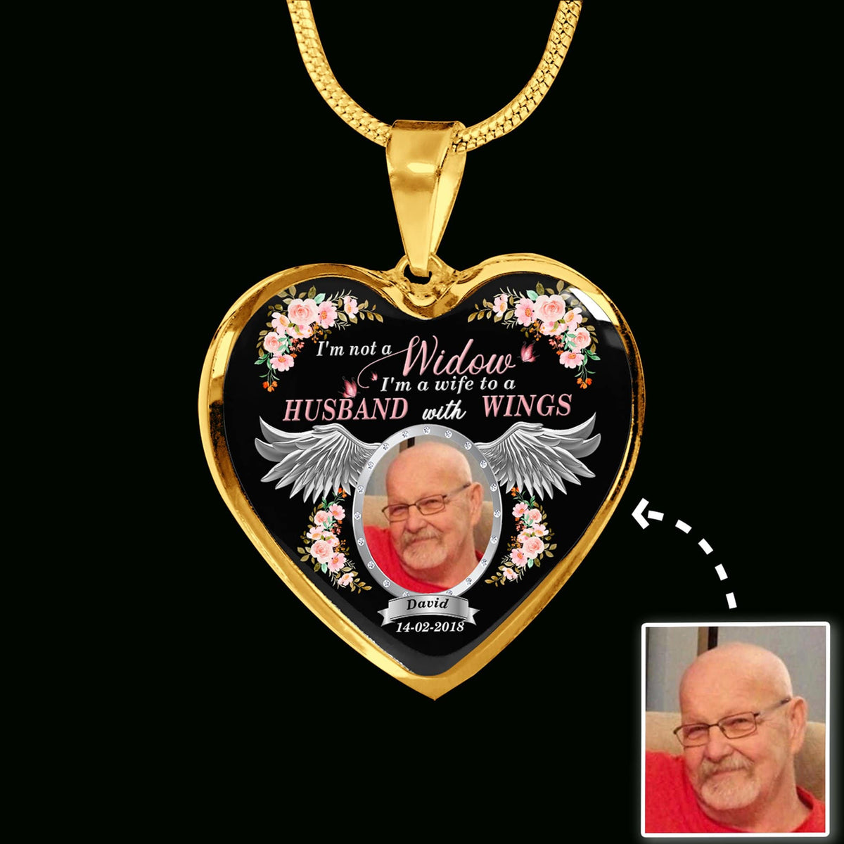 GeckoCustom I'm Not A Widow Custom Name Heart Necklace Luxury Necklace (Gold)