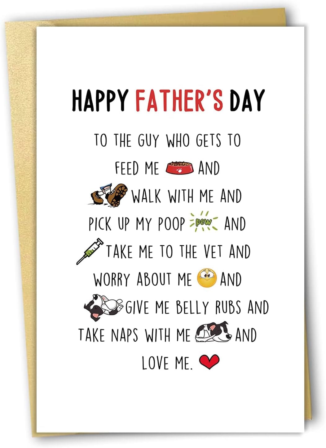 GeckoCustom Joke Fathers Day Card for Dad, Birthday Card for Dad, Emergency Extra Funny Joker Greeting Card for the Father'S Day Gifts, Variety Joke Card for Father, Fathers Day Card from Daughter Dog Dad Card