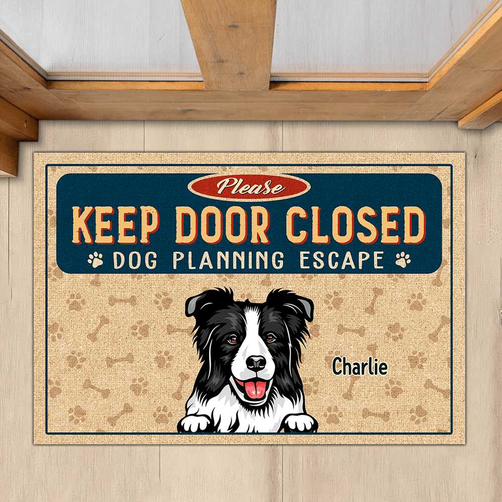 GeckoCustom Keep Door Closed Pet Doormat Personalized Gift TA29 890076