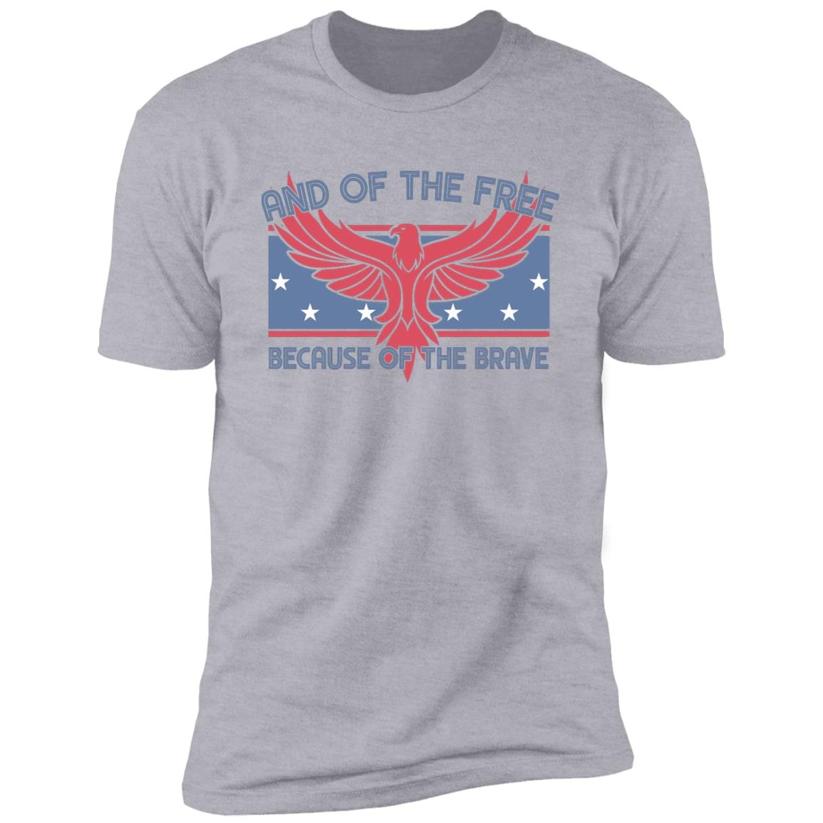 GeckoCustom Land of the Free Because of the Brave Patriotic 4th Of July Shirt H389 Premium Tee / Heather Grey / S