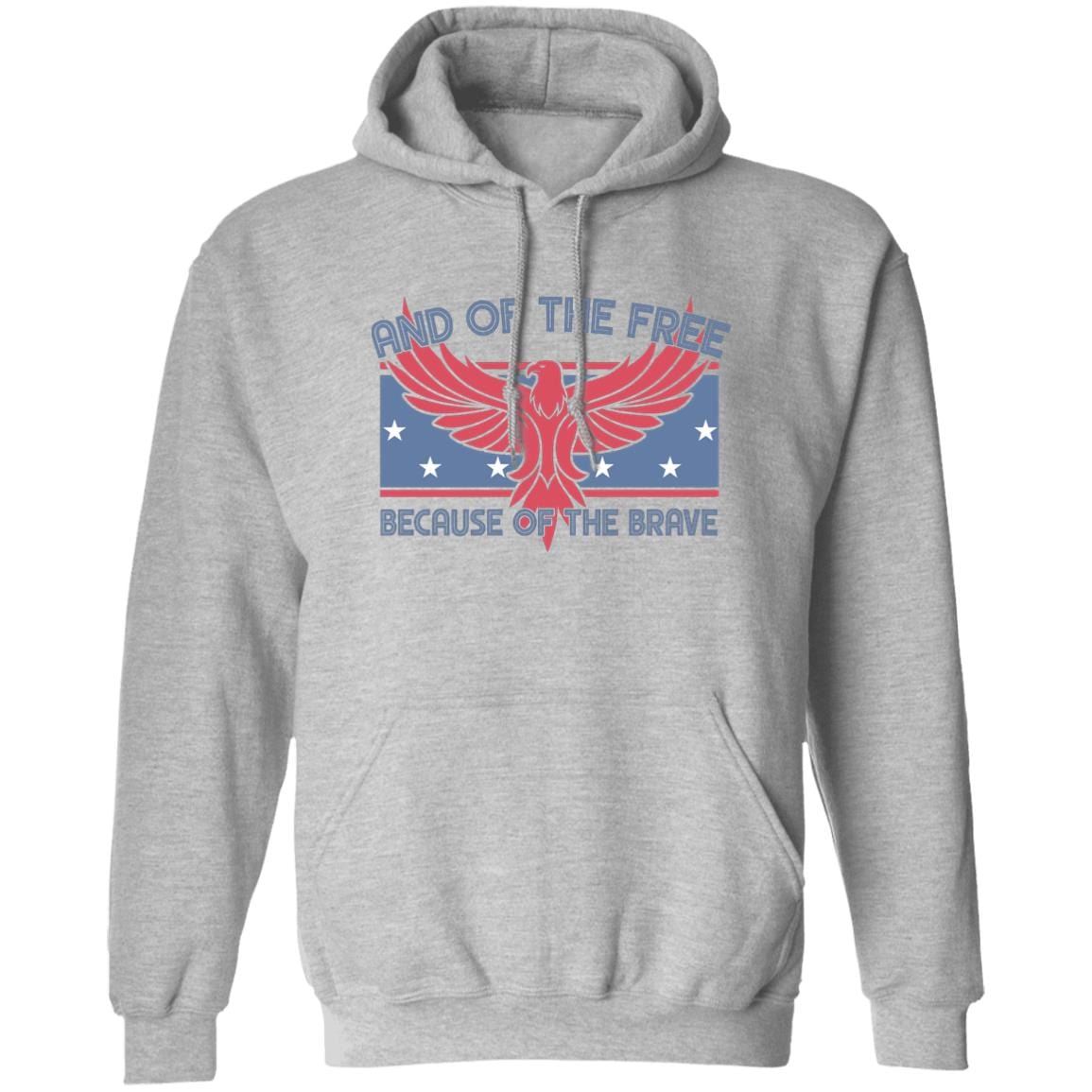 GeckoCustom Land of the Free Because of the Brave Patriotic 4th Of July Shirt H389 Pullover Hoodie / Sport Grey / S
