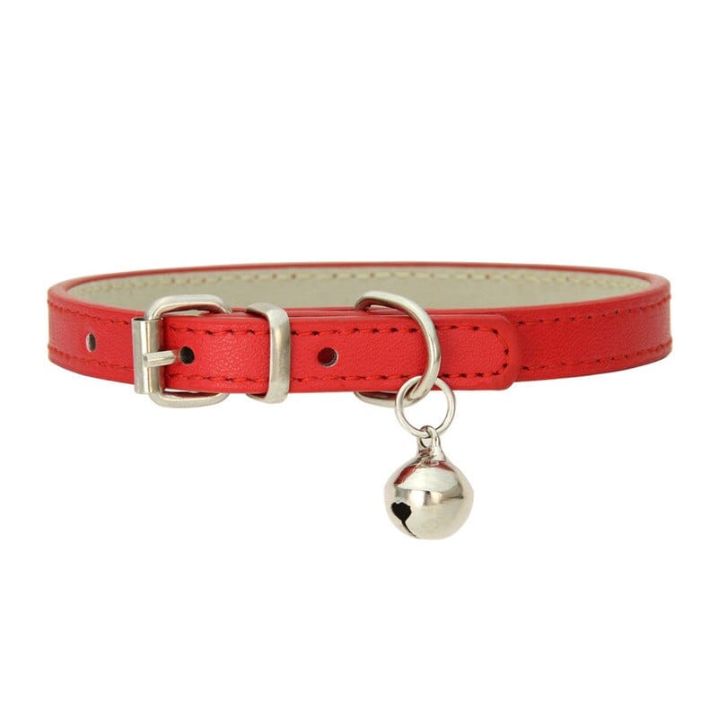 GeckoCustom Leather Small Dog Cat Collar with Bell as picture6 / XS