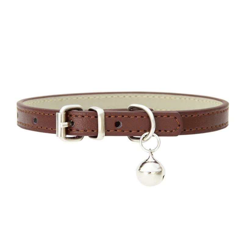 GeckoCustom Leather Small Dog Cat Collar with Bell as picture7 / XS