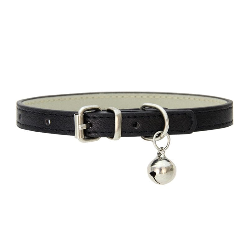 GeckoCustom Leather Small Dog Cat Collar with Bell