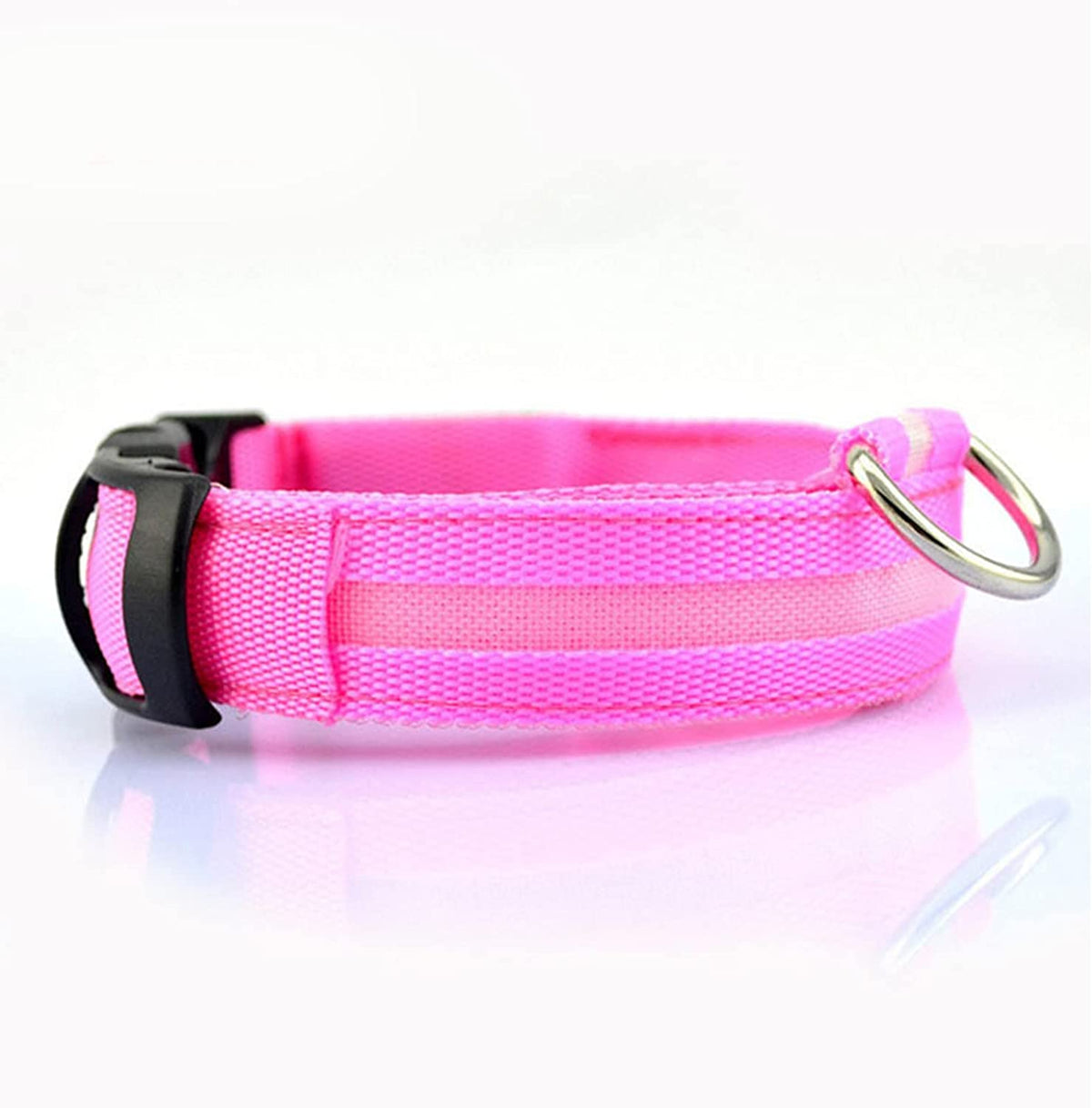 GeckoCustom LED Glowing Dog Collars Rechargeable Waterproof Luminous Collar Adjustable Dog Night Light Collar Pet Dog Safety Necklace Pink battery / XS neck 28-40cm