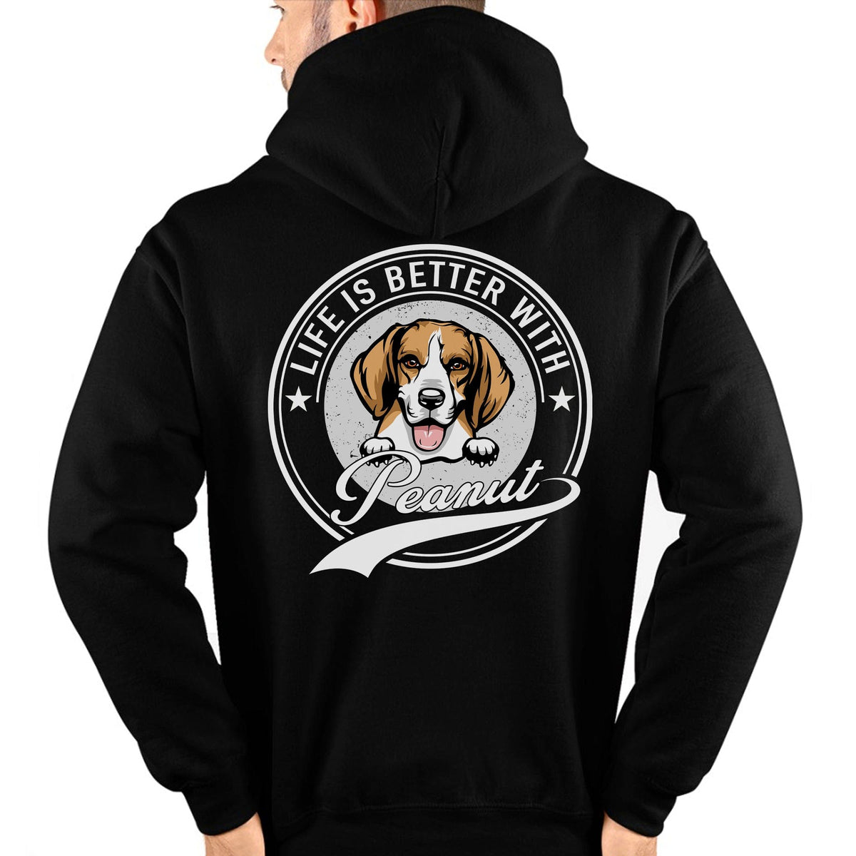 GeckoCustom Life Is Better With Dog Personalized Custom Dog Backside Shirt C444 Pullover Hoodie / Black Colour / S
