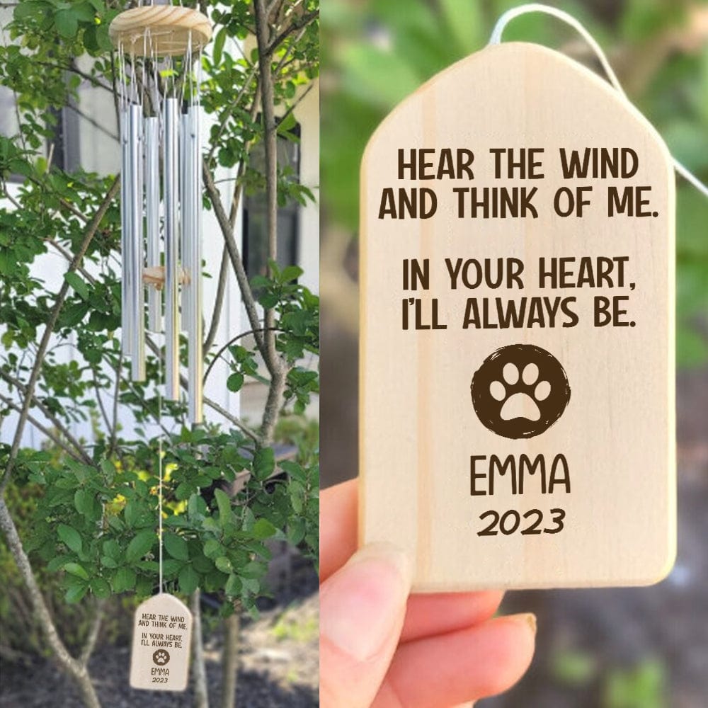 GeckoCustom Listen To The Wind And Think Of Me Dog Cat Memorial Wind Chimes Personalized Gifts DA199 889829