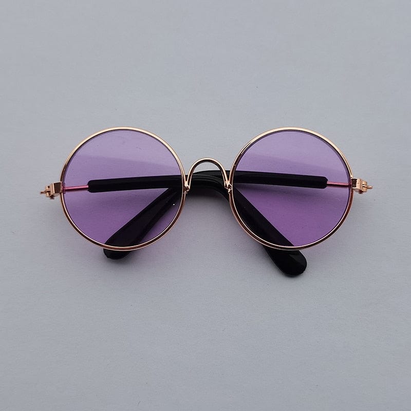GeckoCustom Lovely Vintage Round Cat Sunglasses Reflection Eye wear glasses For Small Dog Cat Pet Photos Pet Products Props Accessories L / M
