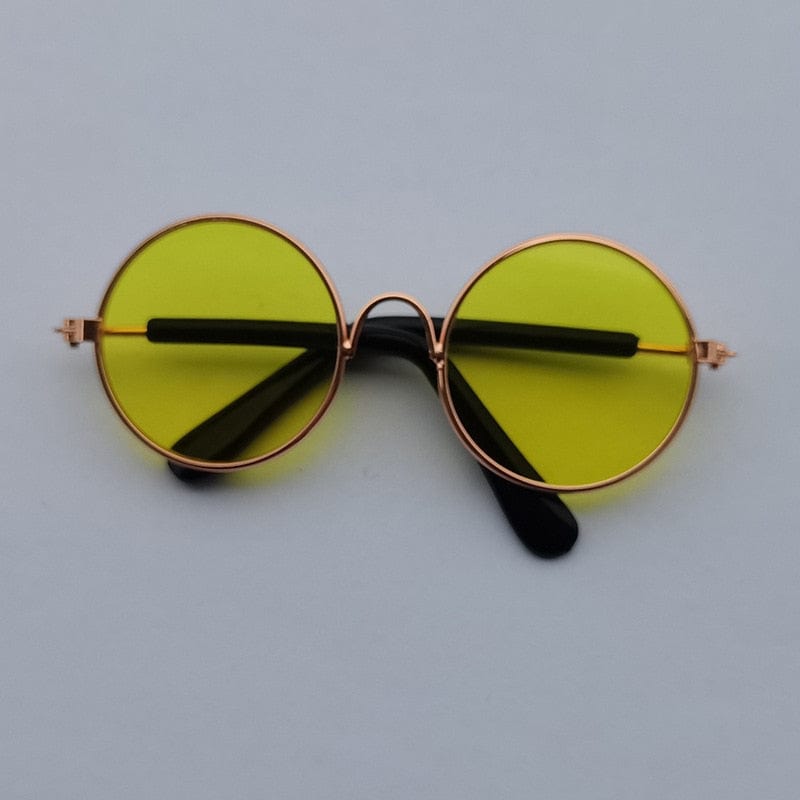 GeckoCustom Lovely Vintage Round Cat Sunglasses Reflection Eye wear glasses For Small Dog Cat Pet Photos Pet Products Props Accessories F / M