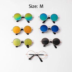 GeckoCustom Lovely Vintage Round Cat Sunglasses Reflection Eye wear glasses For Small Dog Cat Pet Photos Pet Products Props Accessories