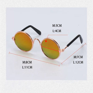 GeckoCustom Lovely Vintage Round Cat Sunglasses Reflection Eye wear glasses For Small Dog Cat Pet Photos Pet Products Props Accessories