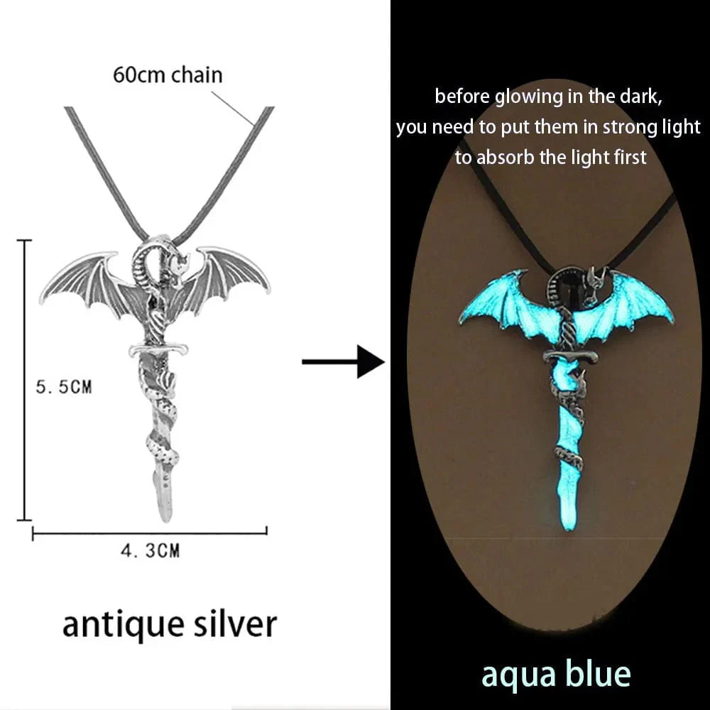 GeckoCustom Luminous Glowing Arrow Pendant Necklace Knight Spear Necklace Glow In The Dark Pike Necklace for Women Men Halloween Gift ygl02ascAB