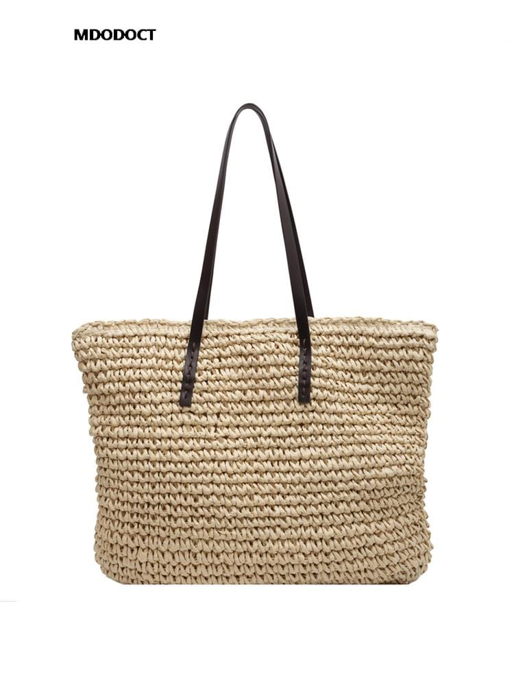 GeckoCustom Luxury Design Straw Woven Tote Bags Summer Casual Large Capacity Handbags New Fashion Beach Women Shoulder Simple Style Shopping