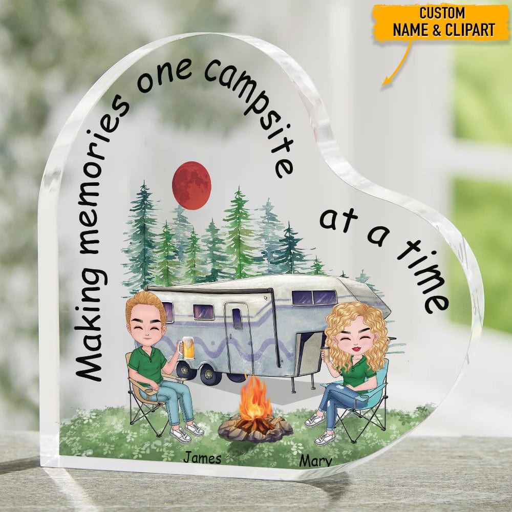 GeckoCustom Making Memories Campsite At A Time Camping Heart Shaped Acrylic, T368 HN590