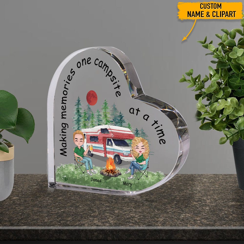 GeckoCustom Making Memories Campsite At A Time Camping Heart Shaped Acrylic, T368 HN590