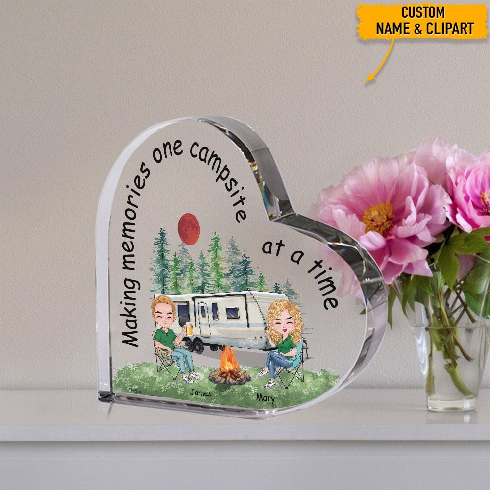 GeckoCustom Making Memories Campsite At A Time Camping Heart Shaped Acrylic, T368 HN590