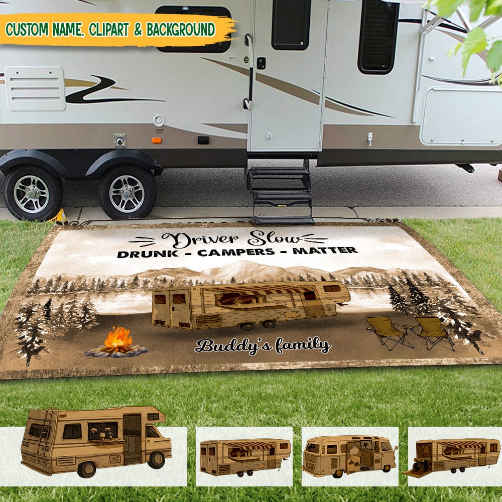 GeckoCustom Making Memories One Campsite At A Time Camping Patio Rug N369 HN590