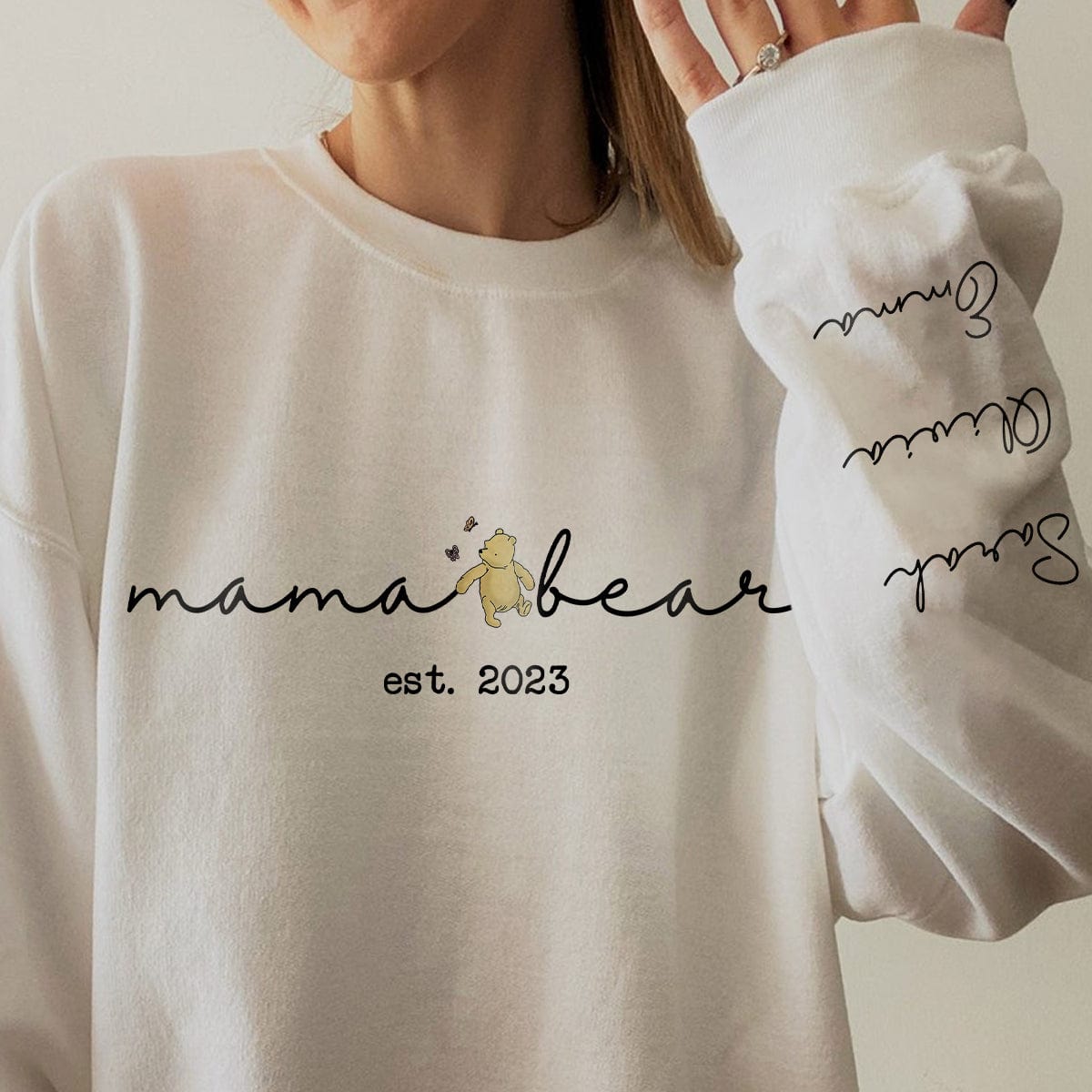 GeckoCustom Mama Bear Winnie The Pooh On Sleeve Sweatshirt Personalized Gift TA29 890298