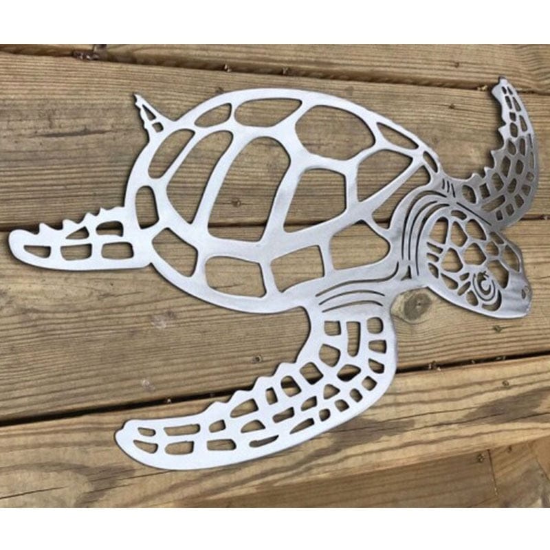 GeckoCustom Metal Sea Turtle Ornament Beach Theme Decor Art Decorations Wall Hanging for Home Garniture Living Room Bedroom Bathroom Decals