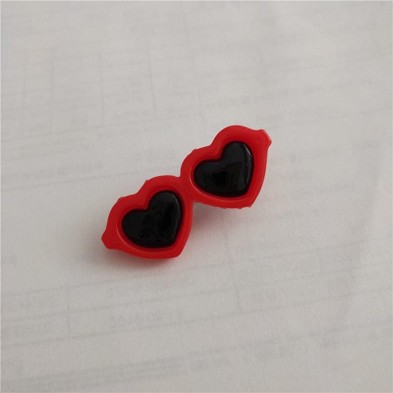GeckoCustom New Pet Lovely Heart Sunglasses Hairpins Red / 1pcs