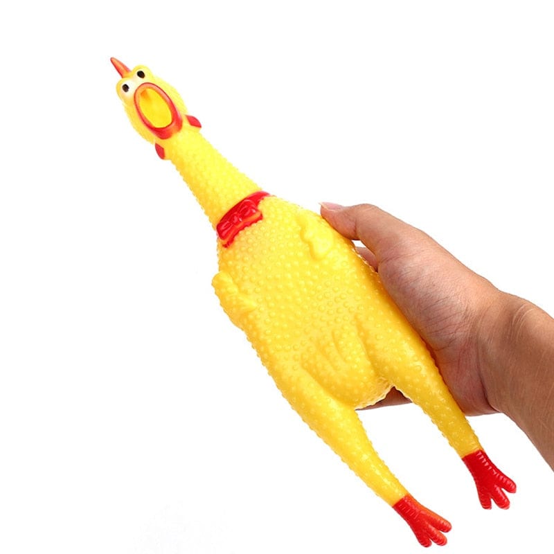 GeckoCustom New Pets Dog Squeak Toys Screaming Chicken Squeeze Sound Dog Chew Toy Durable Funny Yellow Rubber Vent Chicken 17CM 31CM 40CM