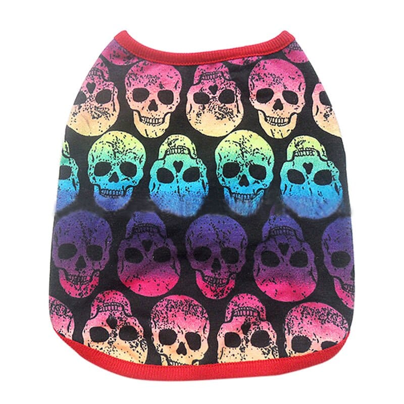 GeckoCustom New Summer Pet Dog Vest Cat Clothes Cartoon Skull Vest Clothes For Dogs Cat T-shirt Soft Puppy Dogs Clothing Shirt Vest 2XS-5XL 8 / XS