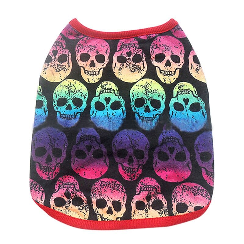 GeckoCustom New Summer Pet Dog Vest Cat Clothes Cartoon Skull Vest Clothes For Dogs Cat T-shirt Soft Puppy Dogs Clothing Shirt Vest 2XS-5XL