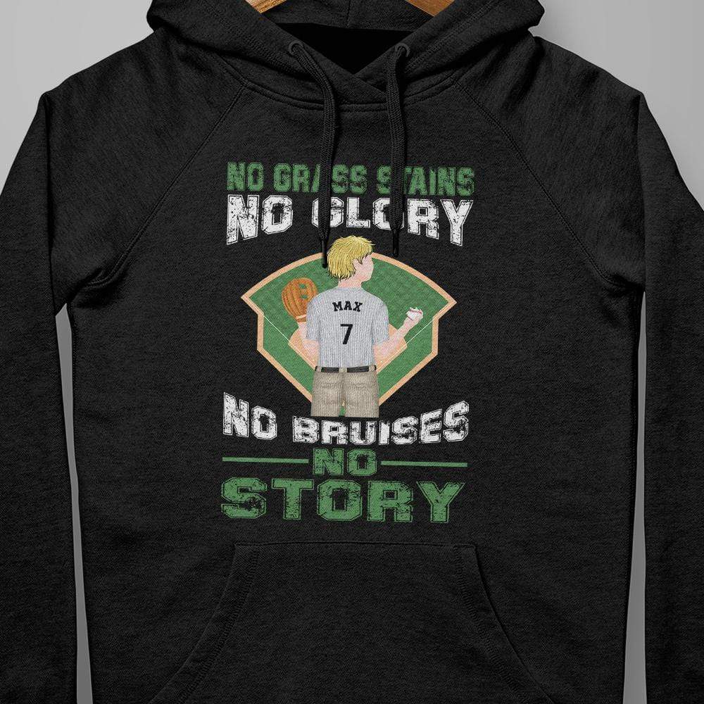 GeckoCustom No Grass Stain No Glory Shirt, Gift For Baseball Player, Baseball Shirt Pullover Hoodie (Favorite) / Black Colour / S