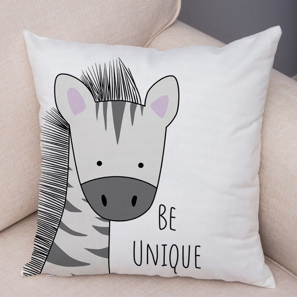 GeckoCustom Nordic Zebra Hippo Giraffe Lion Crocodile Pillow Case Decor Animal Cushion Cover for Sofa Pillowcase Pillow Covers 45x45cm