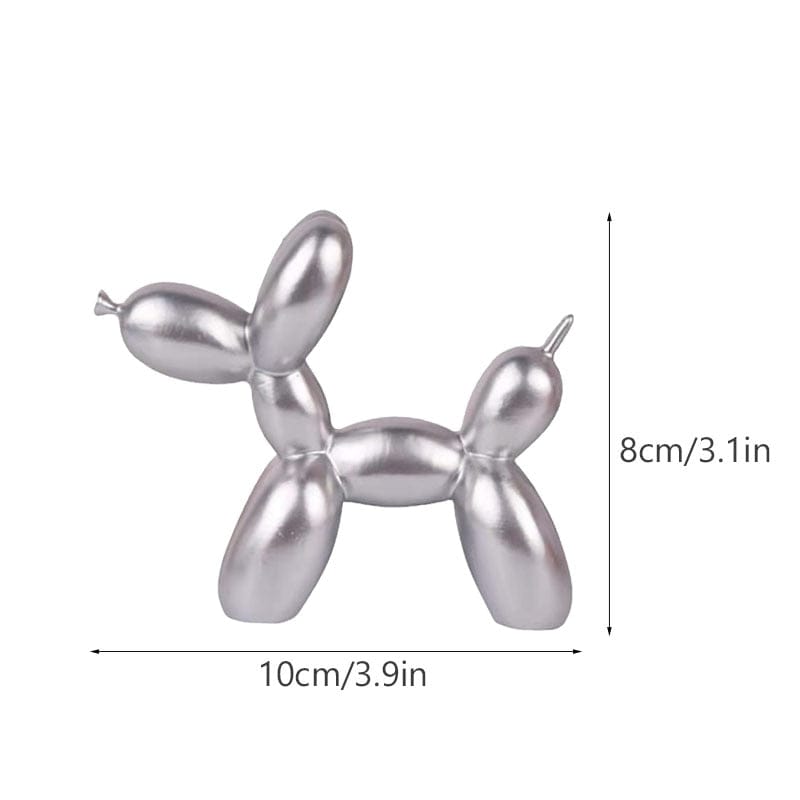 GeckoCustom NORTHEUINS  Nordic Balloon Dog Figurines for Interior Resin Doggy Home Entrance Living Room Desktop Decoration Accessories Gifts Silver S