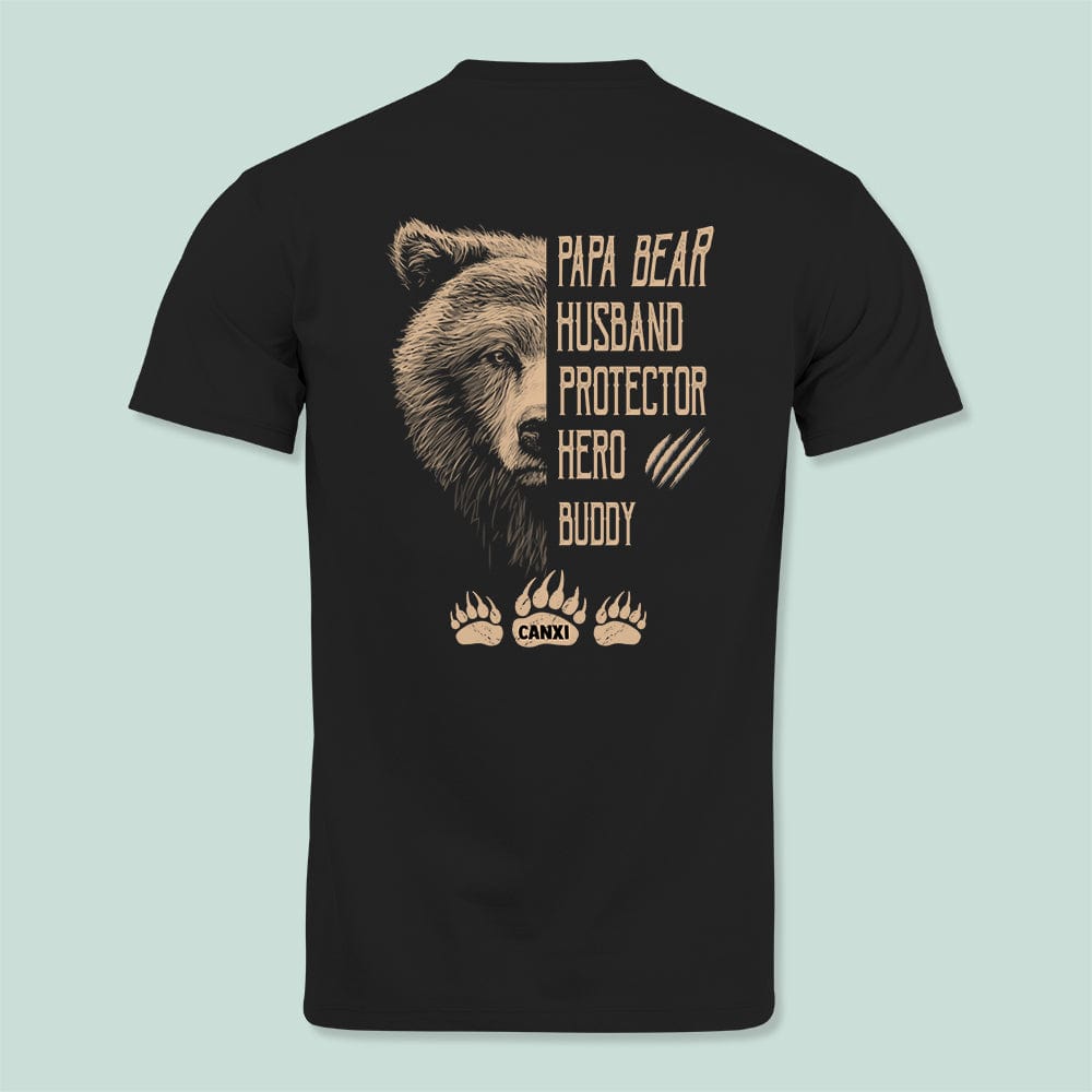 GeckoCustom Papa Bear Husband Protector Hero Buddy Bear Shirt N304 HN590 Basic Tee / Black / S