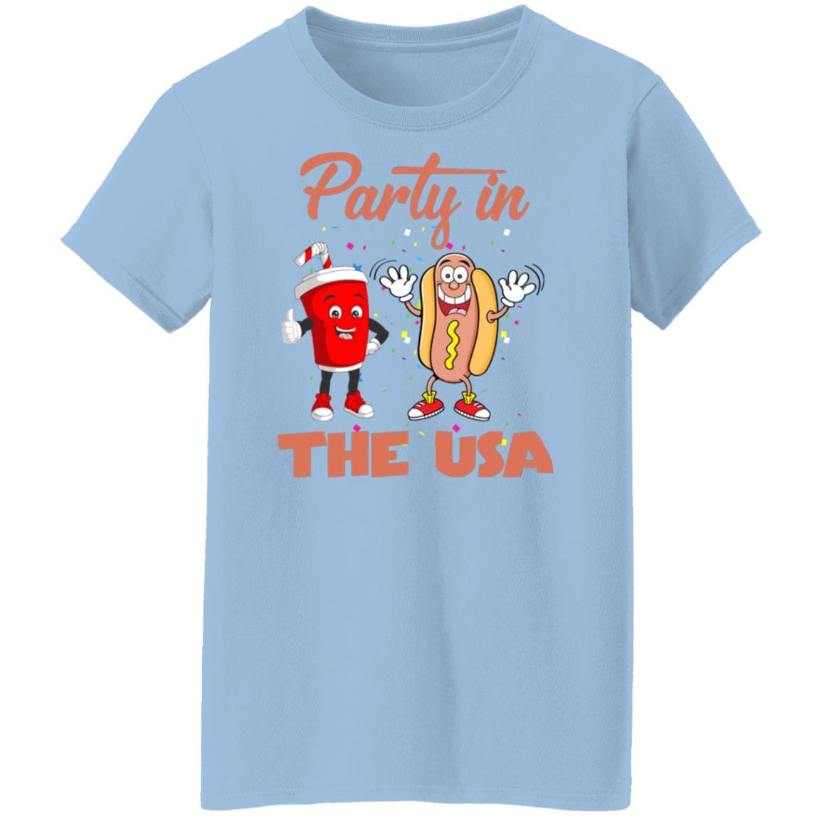 GeckoCustom Party in the USA Fourth of July Shirt H403 Women T-Shirt / Light Blue / S