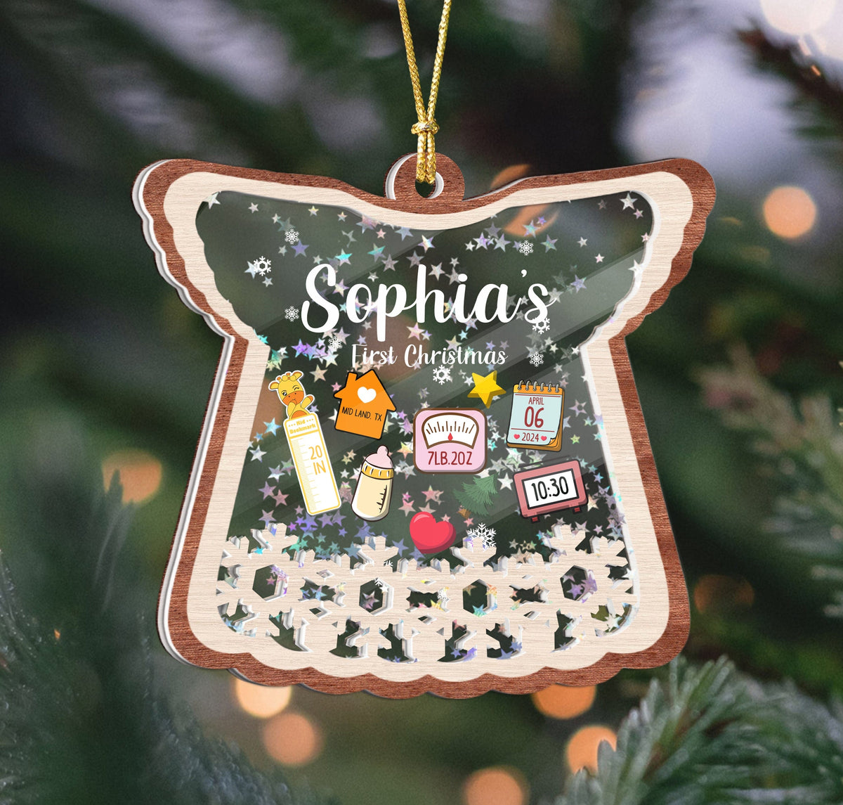 GeckoCustom Personalized Baby's First Christmas Shaker Ornament Christmas Gift HO82 893194